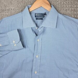 Polo Ralph Lauren Regent Classic Fit Dress Shirt Mens 18 XXL Blue Gingham Check